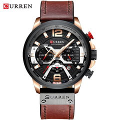 CURREN: Leather-strapped (Military-Grade) Chronograph Watch for MEN