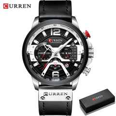 CURREN: Leather-strapped (Military-Grade) Chronograph Watch for MEN