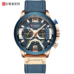 CURREN: Leather-strapped (Military-Grade) Chronograph Watch for MEN