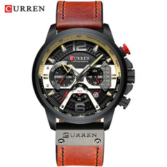 CURREN: Leather-strapped (Military-Grade) Chronograph Watch for MEN