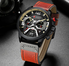 CURREN: Leather-strapped (Military-Grade) Chronograph Watch for MEN