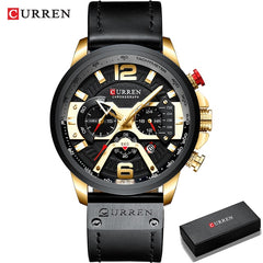 CURREN: Leather-strapped (Military-Grade) Chronograph Watch for MEN