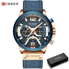 CURREN: Leather-strapped (Military-Grade) Chronograph Watch for MEN