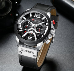 CURREN: Leather-strapped (Military-Grade) Chronograph Watch for MEN