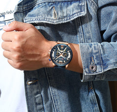 CURREN: Leather-strapped (Military-Grade) Chronograph Watch for MEN