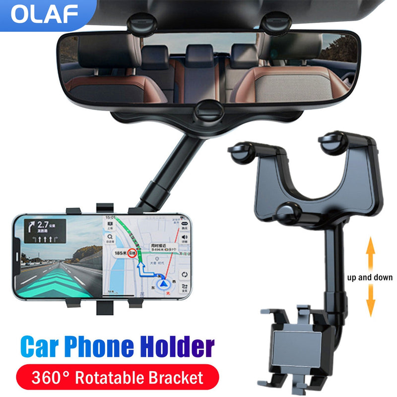 360° Rotatable Smart Phone Rearview Mirror Holder