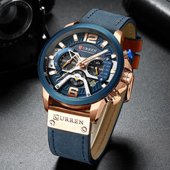 CURREN: Leather-strapped (Military-Grade) Chronograph Watch for MEN