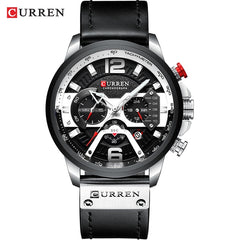 CURREN: Leather-strapped (Military-Grade) Chronograph Watch for MEN
