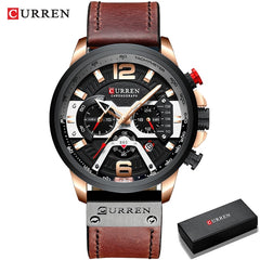 CURREN: Leather-strapped (Military-Grade) Chronograph Watch for MEN